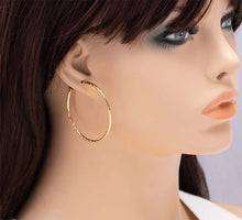 Load image into Gallery viewer, Gold Twisted Hoop Earrings, 50mm
