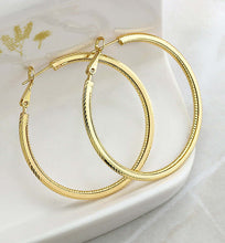 Load image into Gallery viewer, Gold Round Hoop Earrings, 50mm
