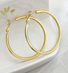 Gold Round Hoop Earrings, 50mm