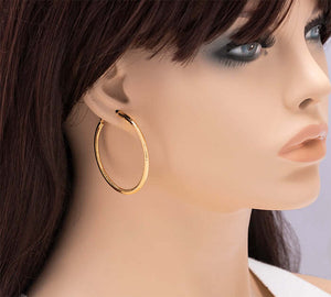 Gold Round Hoop Earrings, 50mm