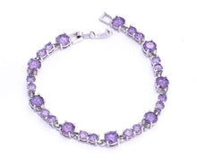 Load image into Gallery viewer, Sterling Silver Amethyst Purple Tennis Bracelet, 7 inches
