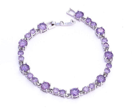 Sterling Silver Amethyst Purple Tennis Bracelet, 7 inches