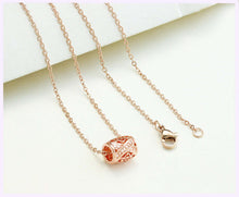 Load image into Gallery viewer, Rose Gold Barrel Pave Pendant Necklace
