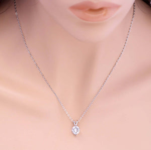 Stainless Steel Necklace + Glittering Cubic Zirconia Pendant