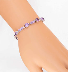 Sterling Silver Amethyst Purple Tennis Bracelet, 7 inches