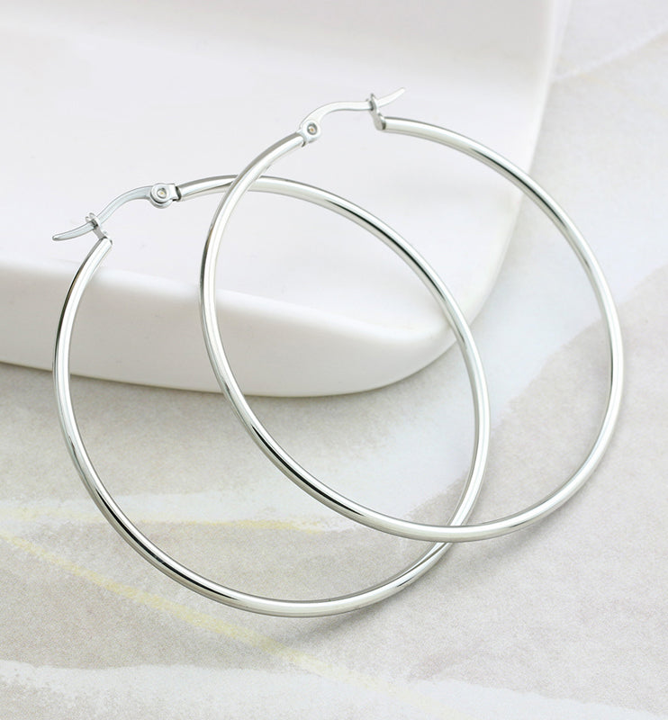 Stainless Steel Hoop Earrings, 54mm