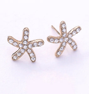 Men's Women's  Radiant Crystal Star Gold Stud Earrings, 15mm